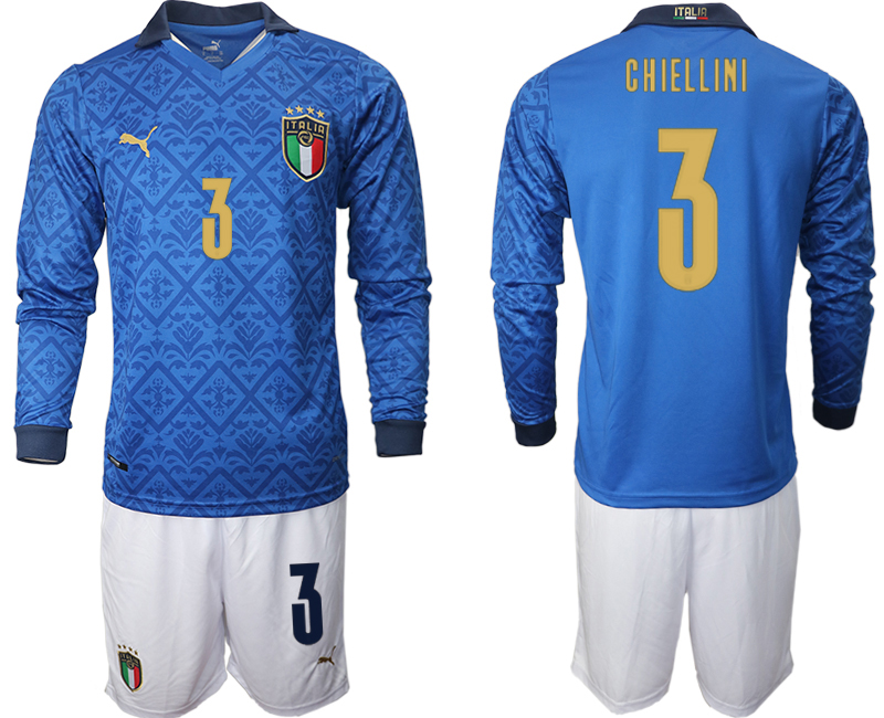 Cheap Men 2021 European Cup Italy home Long sleeve 3 soccer jerseys